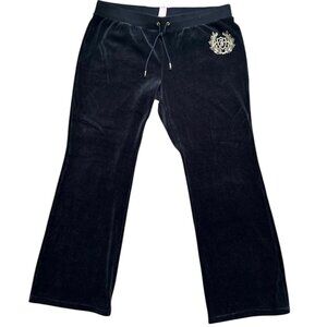 VTG Y2K Juicy Couture Velour Track Pants Sz XL Black Back Pockets 2000s